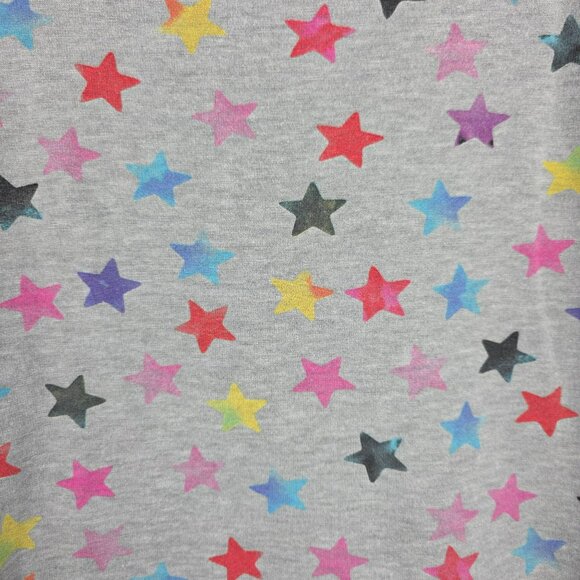 Chaser Sweatshirt Top XS Athletic Grey Colorful Rainbow Star Print Cropped Boxy - Picture 8 of 11